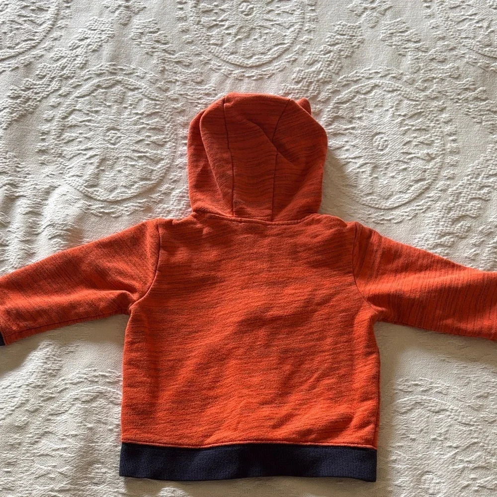 Gymboree Boys Orange & Blue Fox Hoodie 18-24months Gently Loved